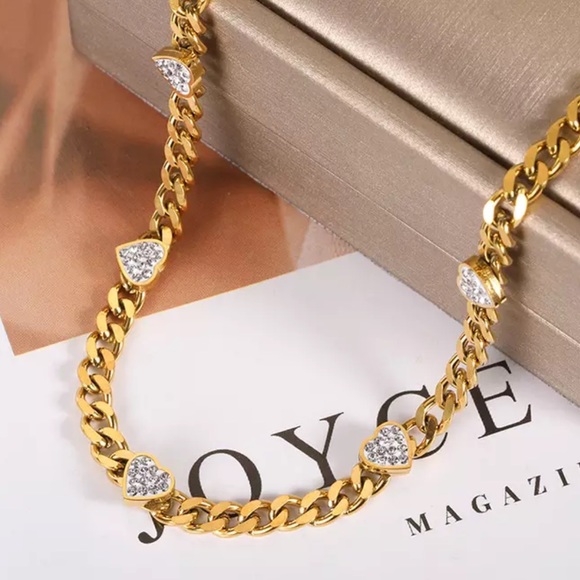 💛Cuban Chain Heart Necklace - Picture 2 of 5